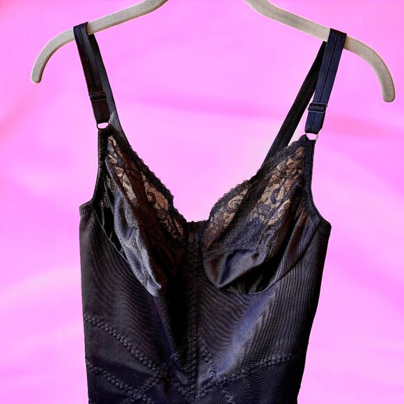 Vintage 70's Smoothie Diet Skinny Waist Black Bodysuit Shapewear Size 36C - Picture 5 of 16